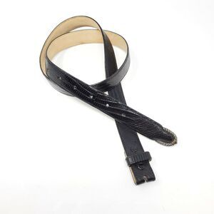 David Yurman Genuine Teju Lizard Belt 36 Black Sterling Silver Tip